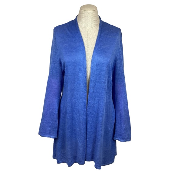 Eileen Fisher Cardigan 100% Linen Lagenlook Open Sweater...
